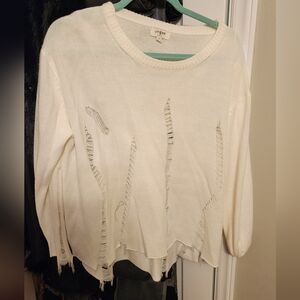 Umgee Cream Distressed Sweater